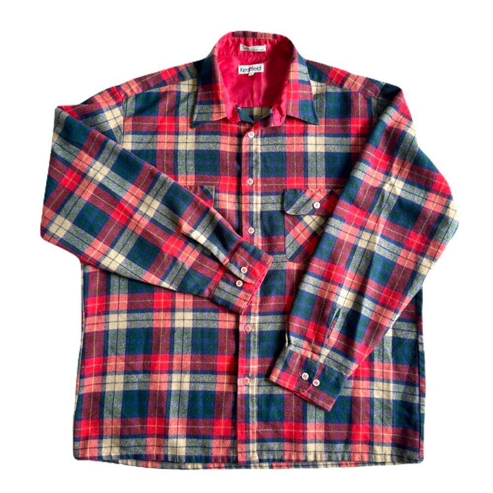 Vintage 90s Kentfield Plaid Button-Up Shirt - Size Large